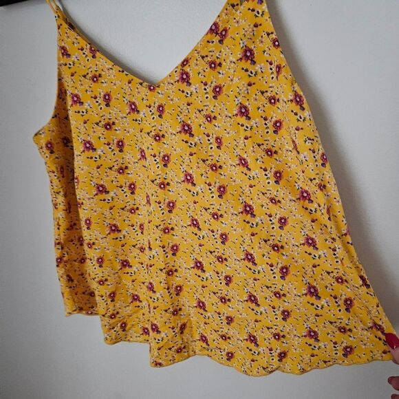 Forever 21 Tank Top Floral Print Casual Trendy Summer Yellow Vacation - Picture 3 of 7